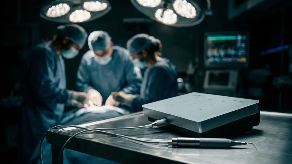 A Mectron Piezosurgery Flex készülék a műtőasztalon